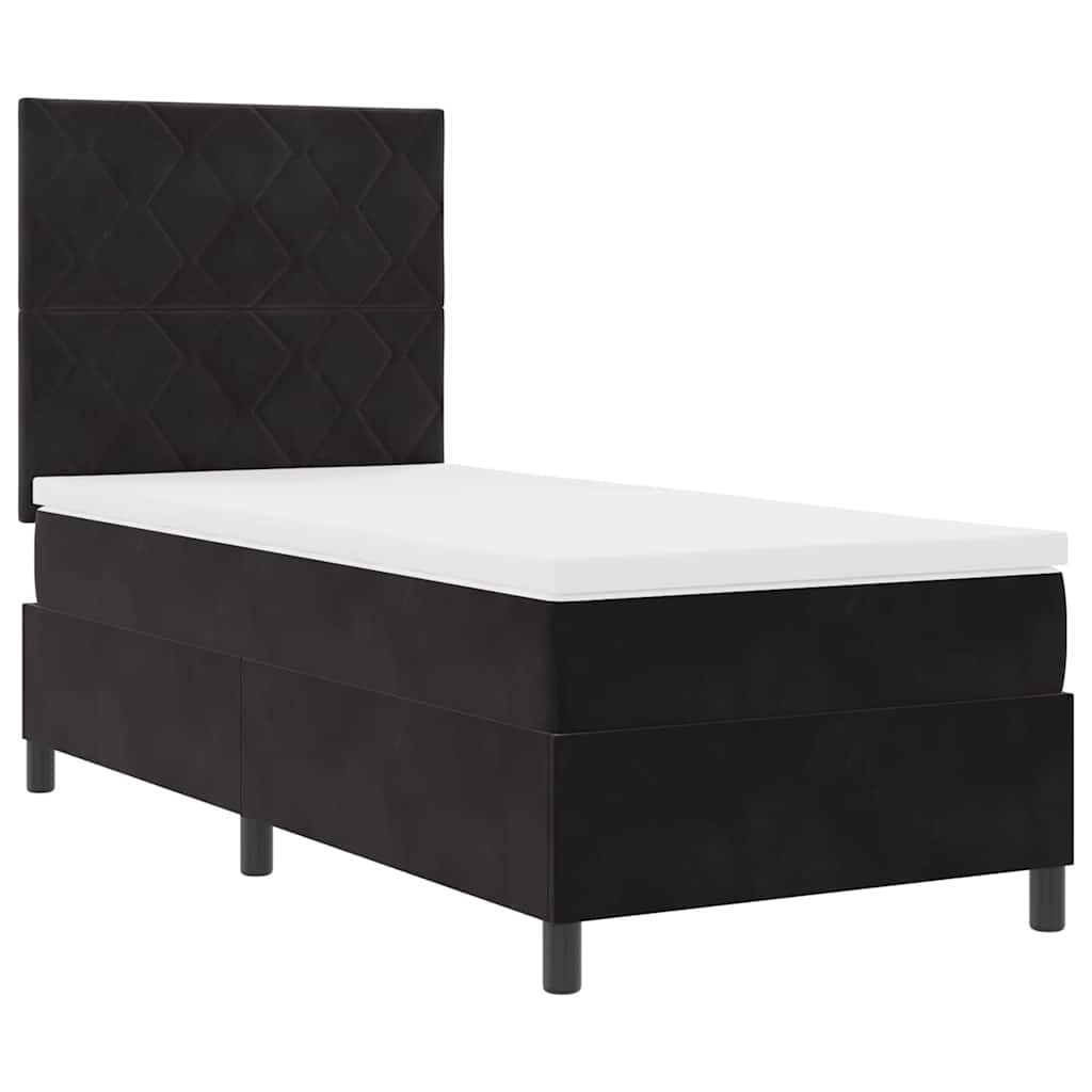Box spring seng med hovedgærde Sort 90 x 190 cm Fløjl