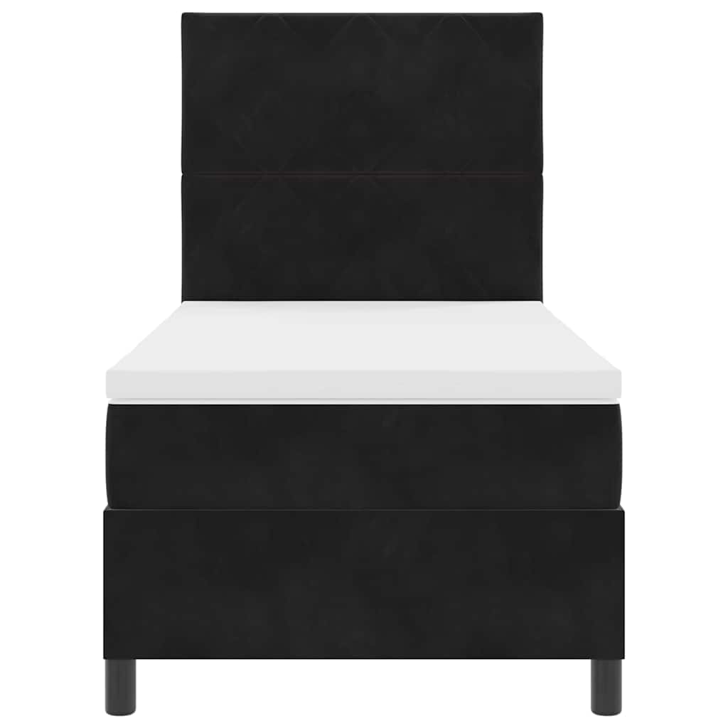 Box spring seng med hovedgærde Sort 90 x 190 cm Fløjl