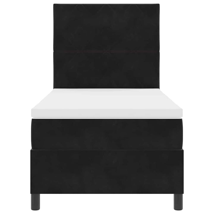 Box spring seng med hovedgærde Sort 90 x 190 cm Fløjl