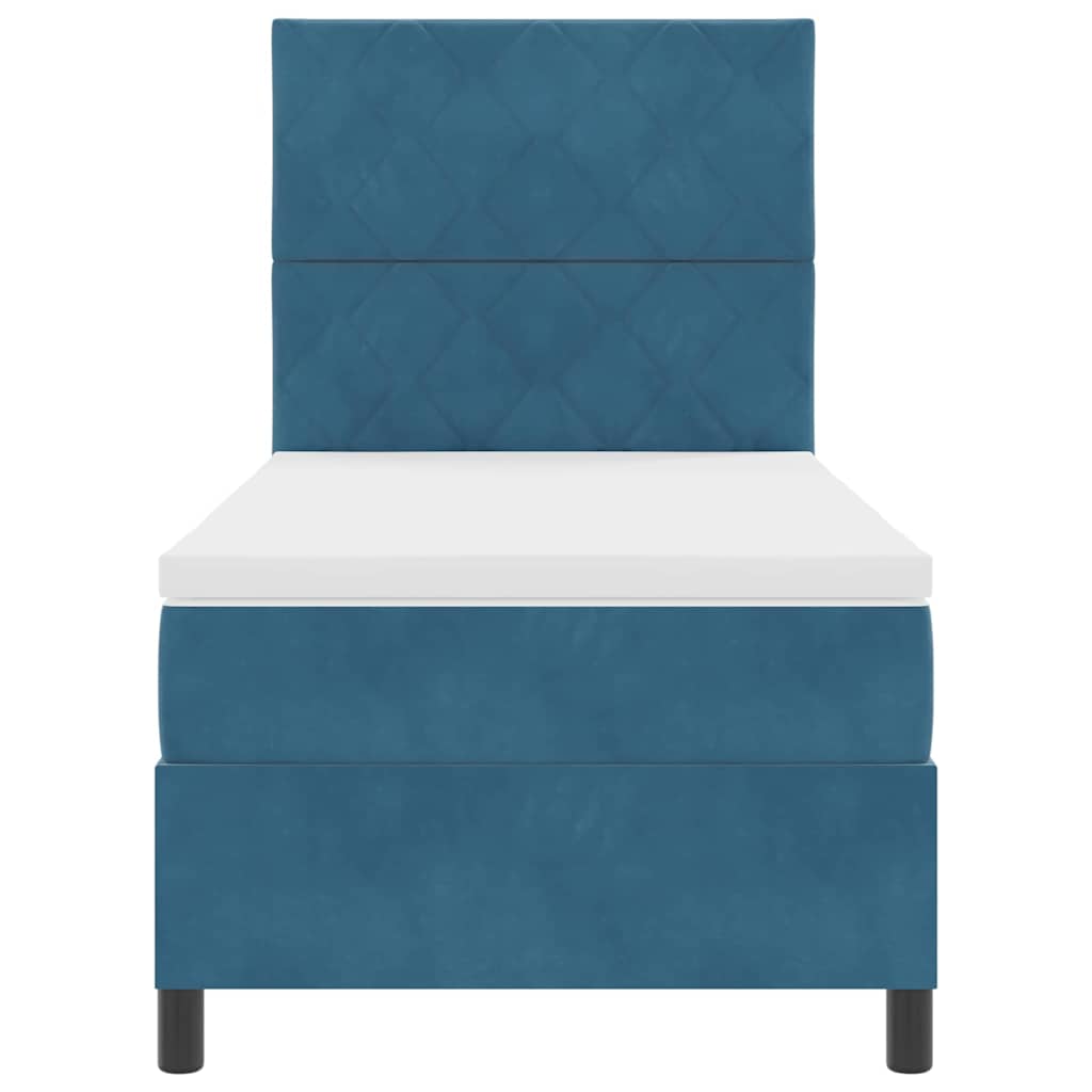 Box spring seng med madras Mørk blå 90 x 190 cm Fløjl