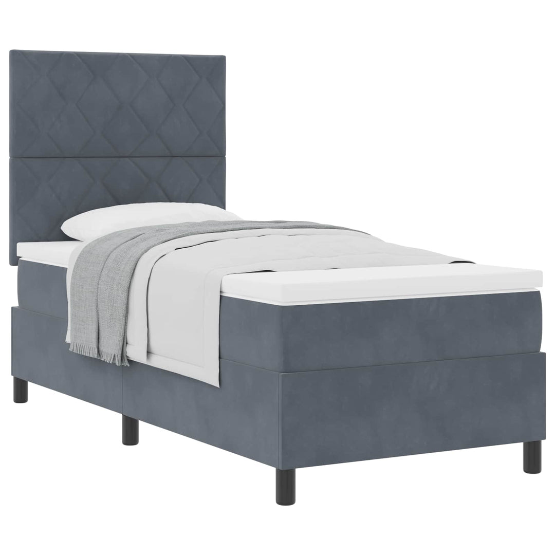 Box spring seng med hovedgærde Mørkegrå 90 x 200 cm Fløjl