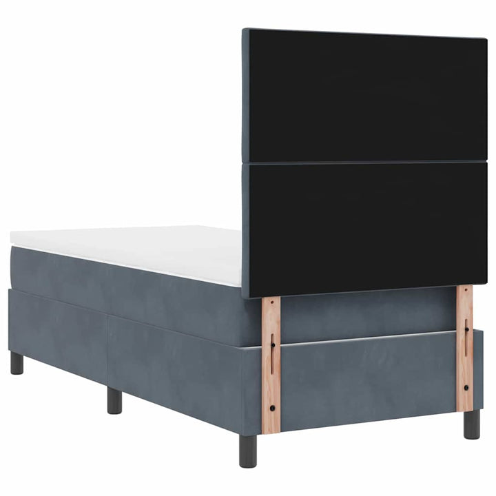 Box spring seng med hovedgærde Mørkegrå 90 x 200 cm Fløjl
