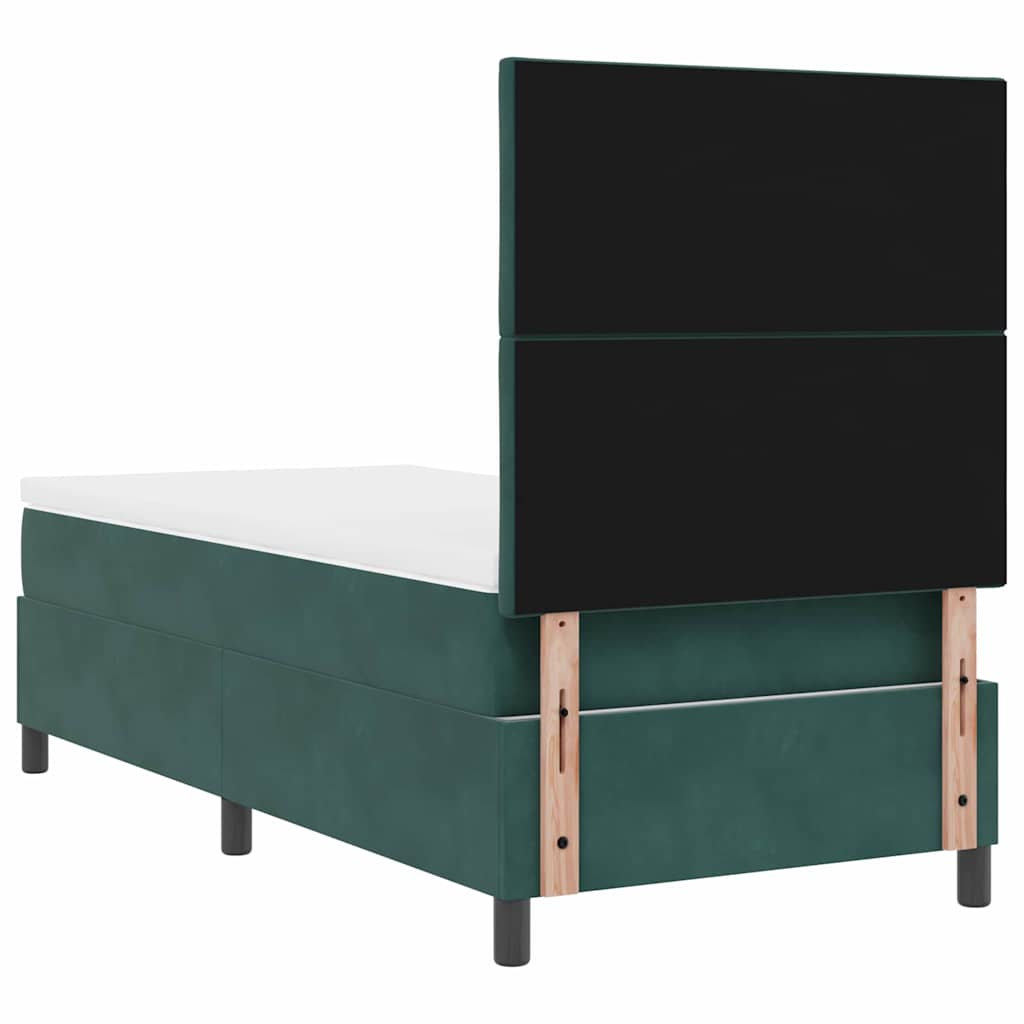 Box spring seng med hovedgærde Mørkegrøn 100 x 200 cm Fløjl