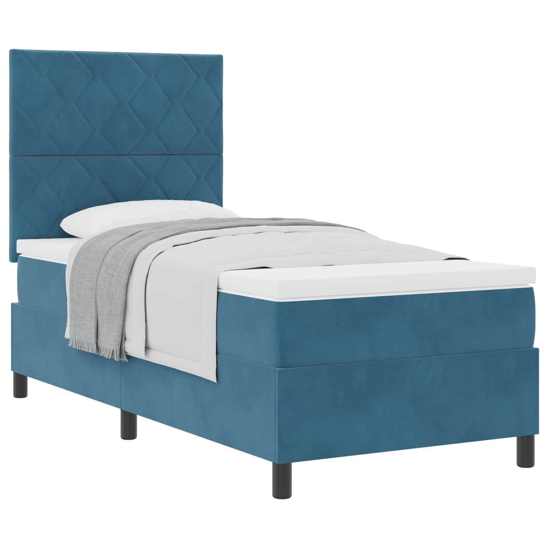 Box spring seng med madras Mørk blå 100 x 200 cm Fløjl