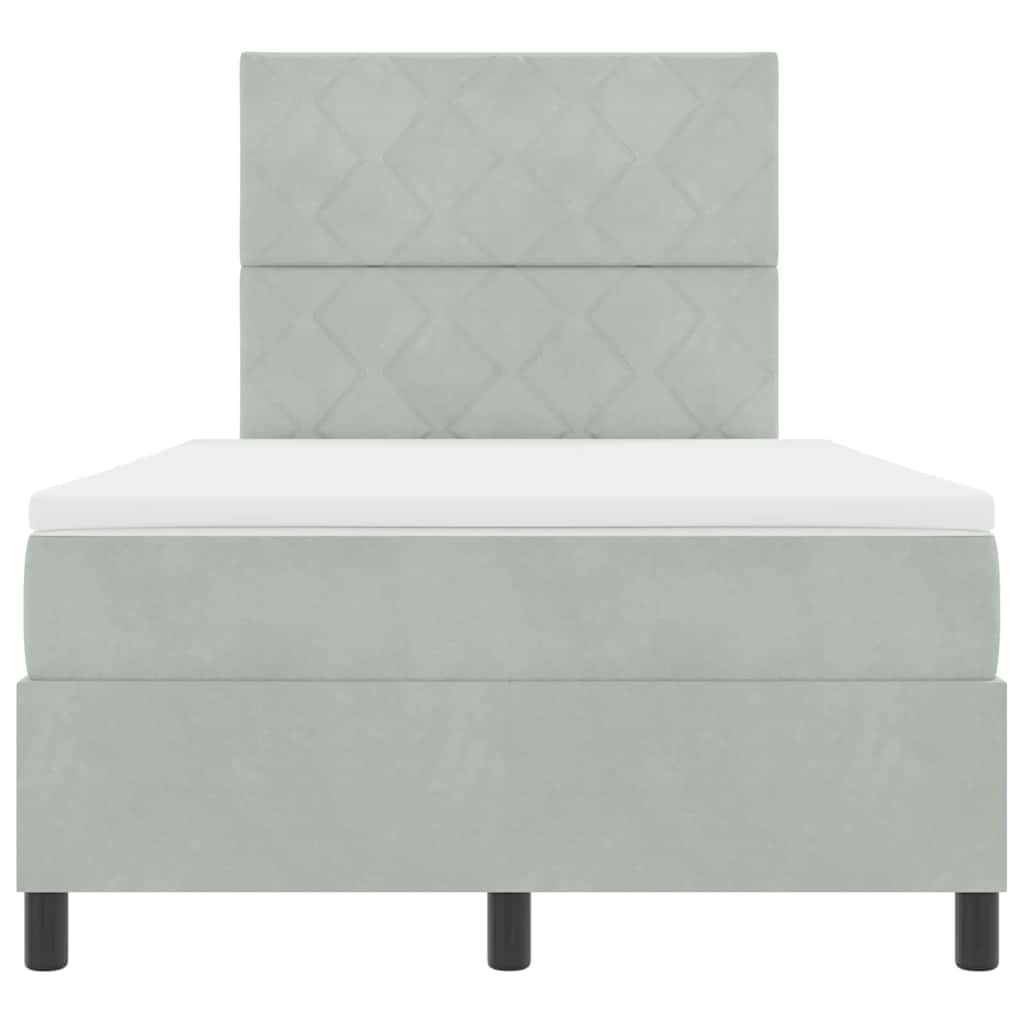 Box spring seng med hovedgærde Lysegrå 120 x 190 cm Fløjl