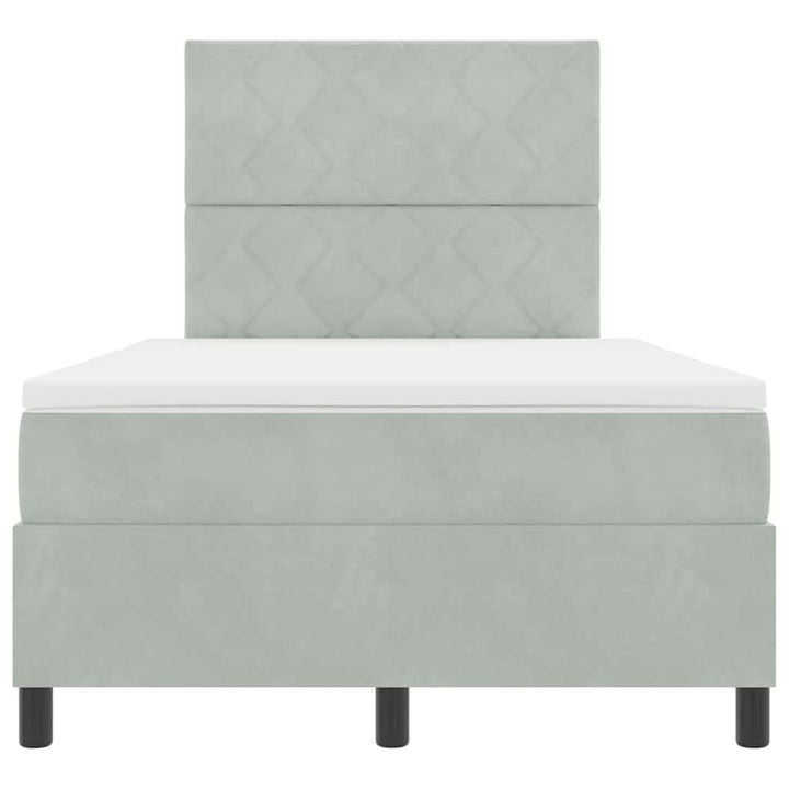 Box spring seng med hovedgærde Lysegrå 120 x 190 cm Fløjl