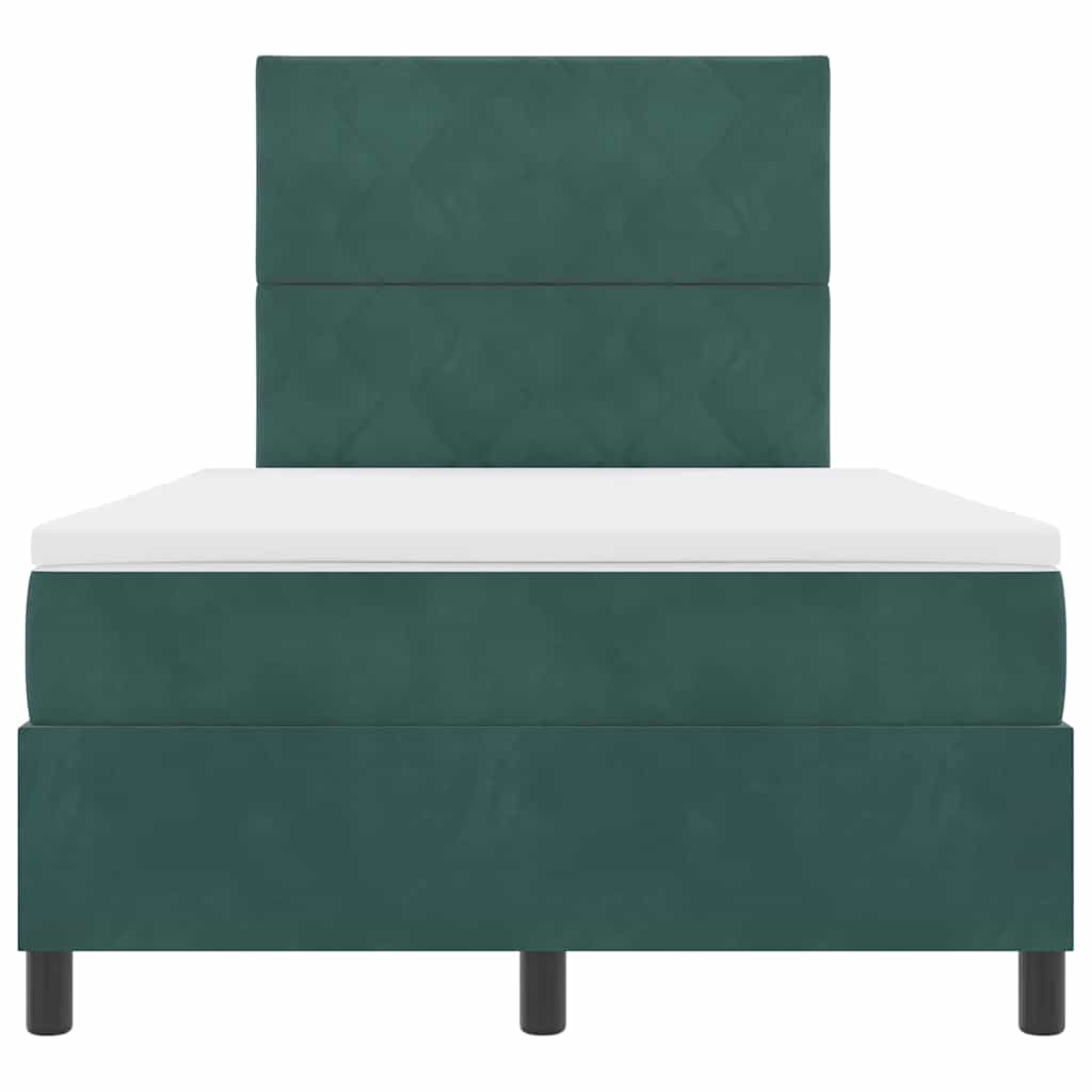 Box spring seng med hovedgærde Mørkegrøn 120 x 190 cm Fløjl