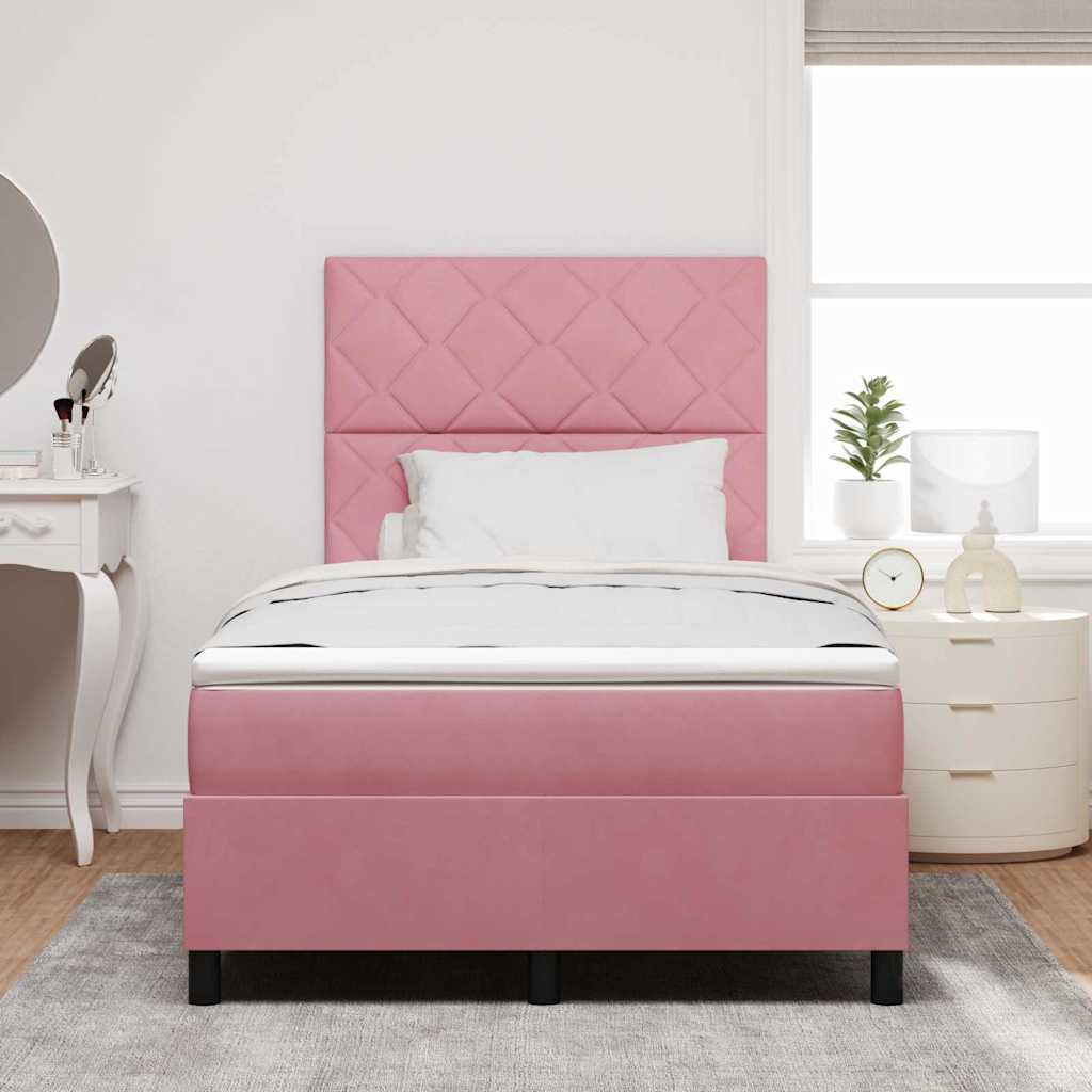 Box spring seng med hovedgærde Lyserød 120 x 190 cm Fløjl
