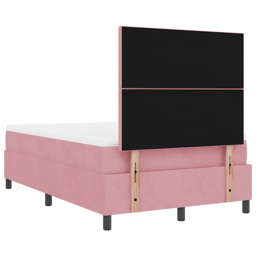 Box spring seng med hovedgærde Lyserød 120 x 190 cm Fløjl