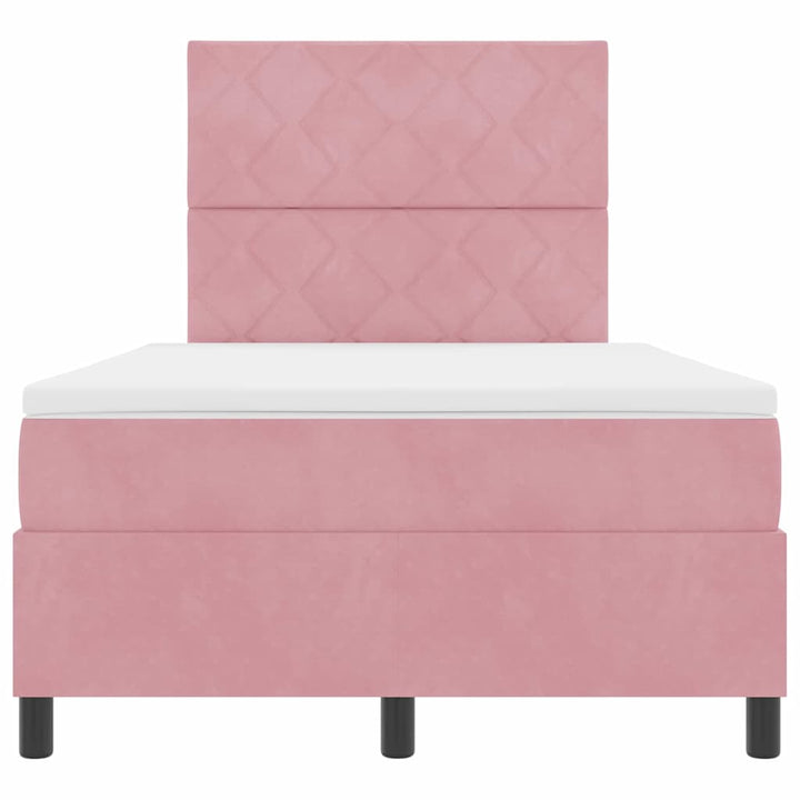 Box spring seng med hovedgærde Lyserød 120 x 190 cm Fløjl