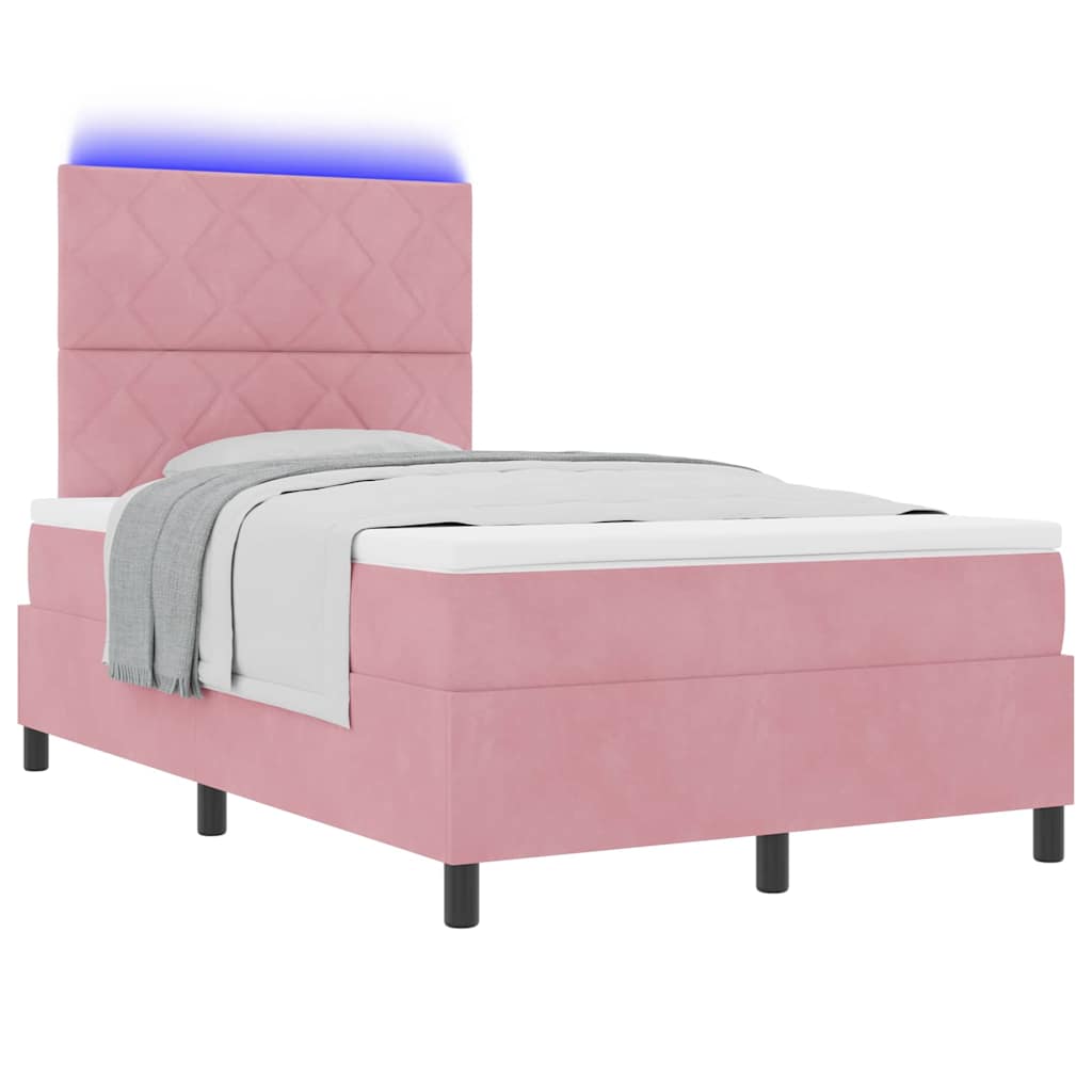 Box spring seng med hovedgærde Lyserød 120 x 190 cm Fløjl