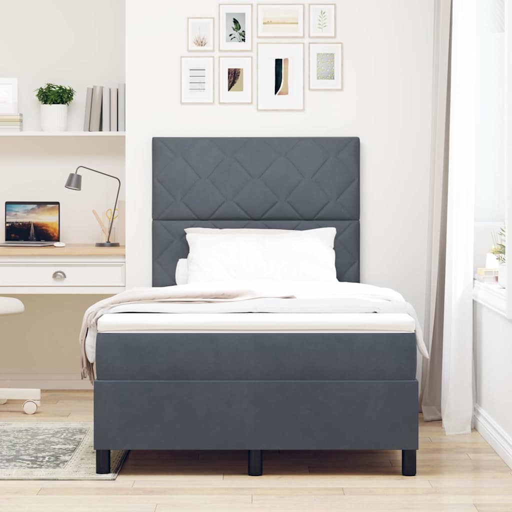Box spring seng med hovedgærde Mørkegrå 120 x 200 cm Fløjl