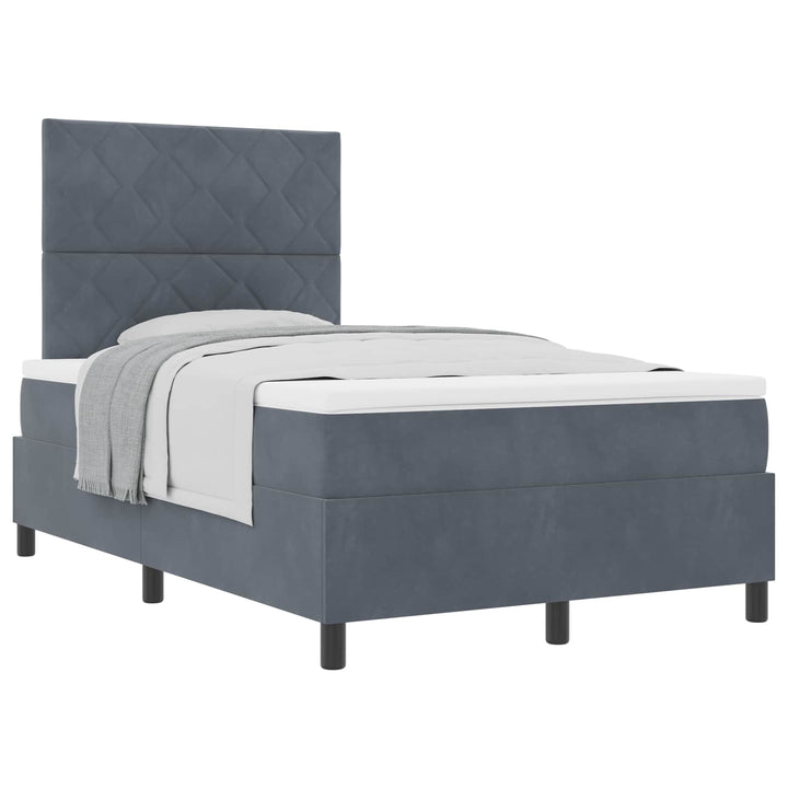 Box spring seng med hovedgærde Mørkegrå 120 x 200 cm Fløjl