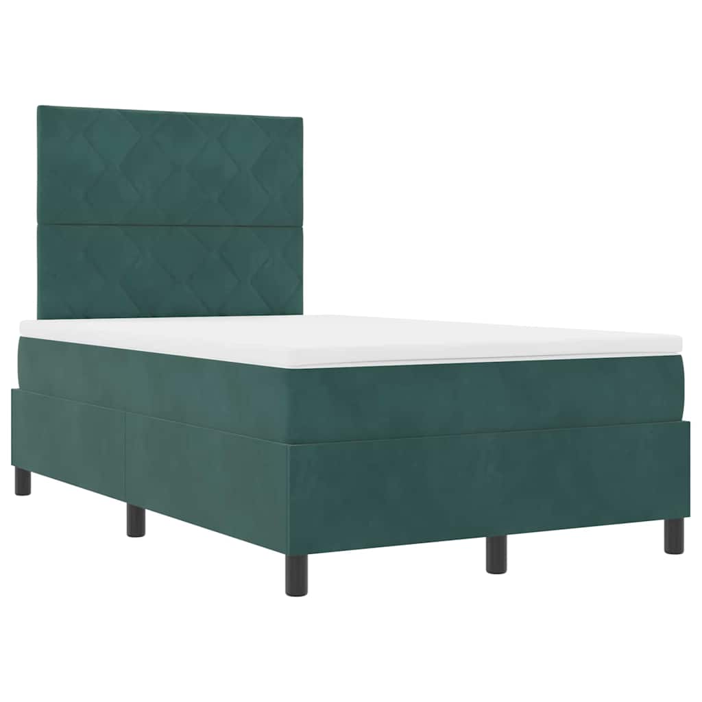 Box spring seng med hovedgærde Mørkegrøn 120 x 200 cm Fløjl