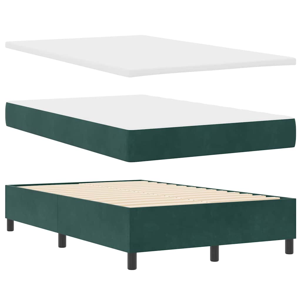 Box spring seng med hovedgærde Mørkegrøn 120 x 200 cm Fløjl