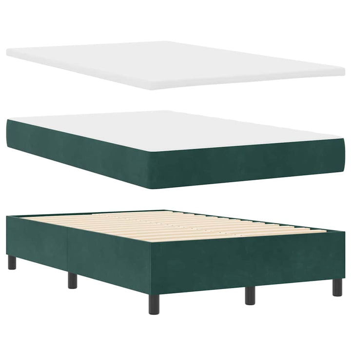Box spring seng med hovedgærde Mørkegrøn 120 x 200 cm Fløjl