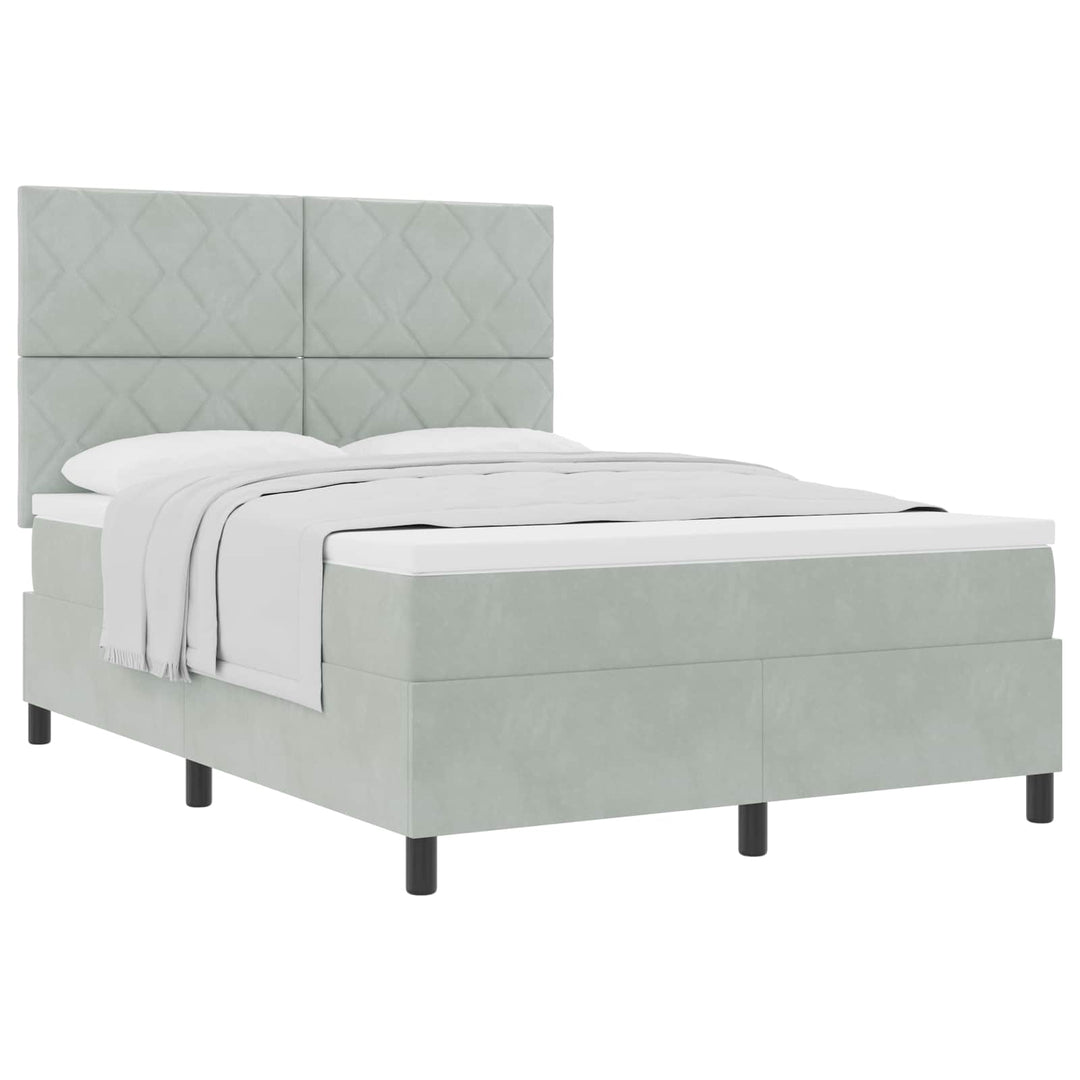 Box spring seng med madras Lysegrå 140 x 200 cm Fløjl