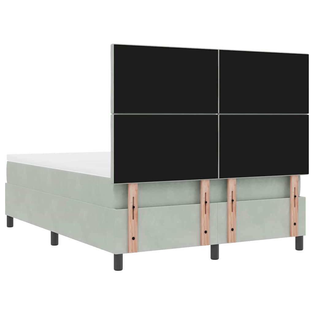 Box spring seng med madras Lysegrå 140 x 200 cm Fløjl