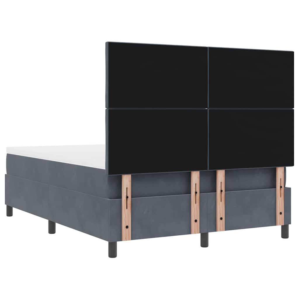 Box spring seng med hovedgærde Mørkegrå 140 x 200 cm Fløjl