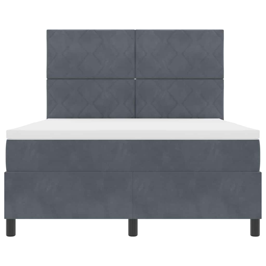 Box spring seng med hovedgærde Mørkegrå 140 x 200 cm Fløjl