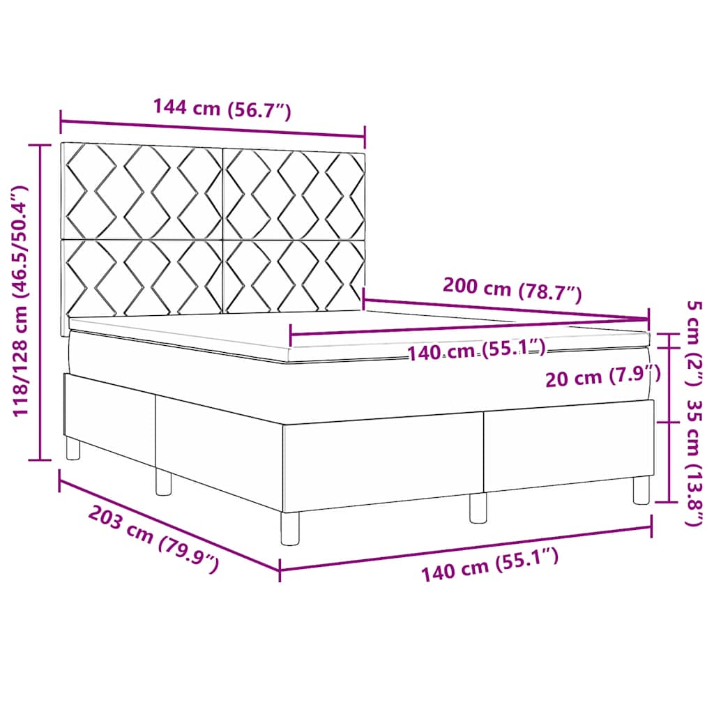 Box spring seng med hovedgærde Mørk blå 140 x 200 cm Fløjl