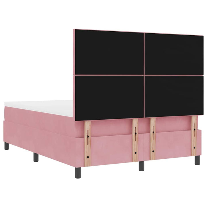 Box spring seng med hovedgærde Lyserød 140 x 200 cm Fløjl