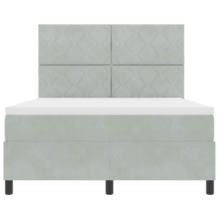 Box spring seng med hovedgærde Lysegrå 160 x 200 cm Fløjl