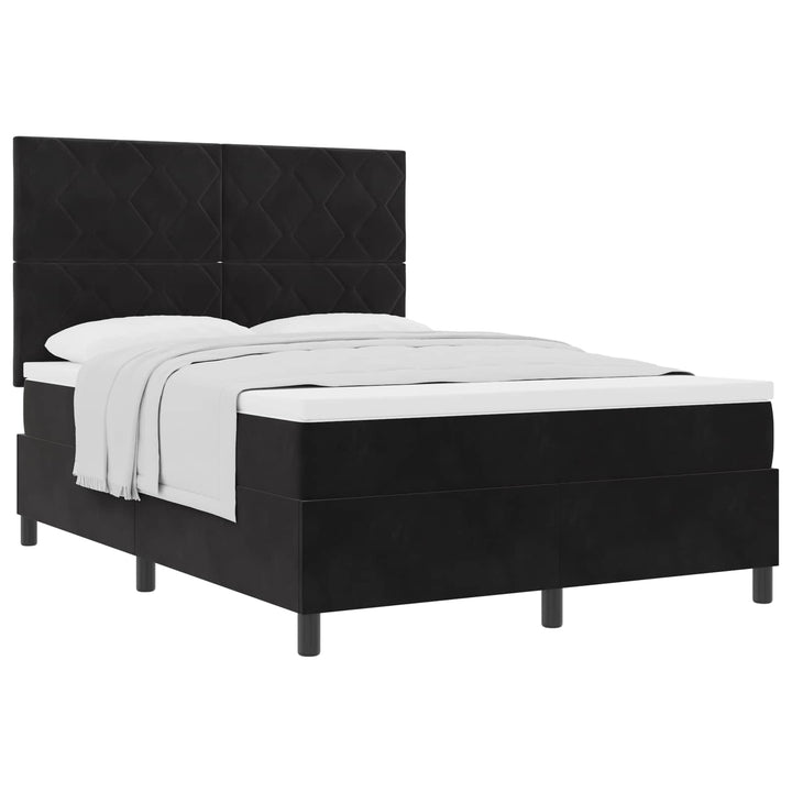 Box spring seng med hovedgærde Sort 160 x 200 cm Fløjl