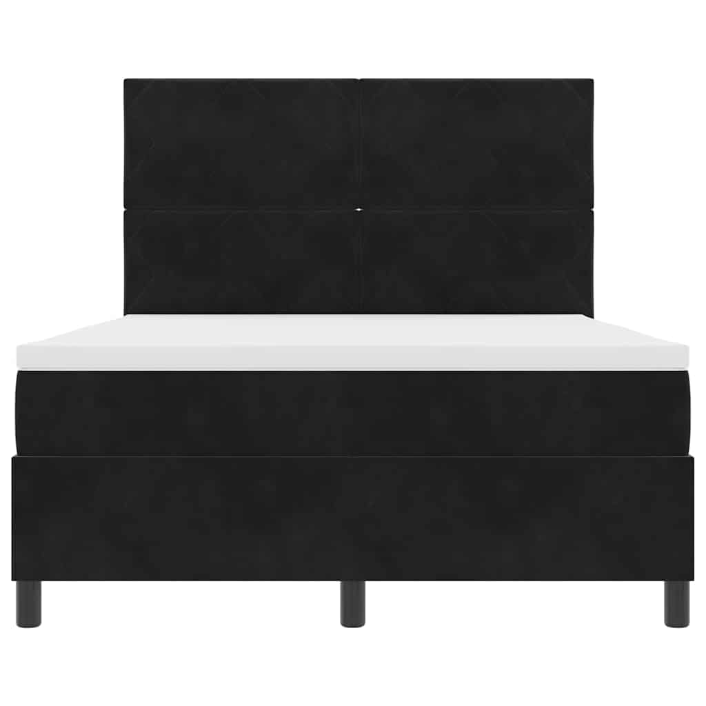 Box spring seng med hovedgærde Sort 160 x 200 cm Fløjl