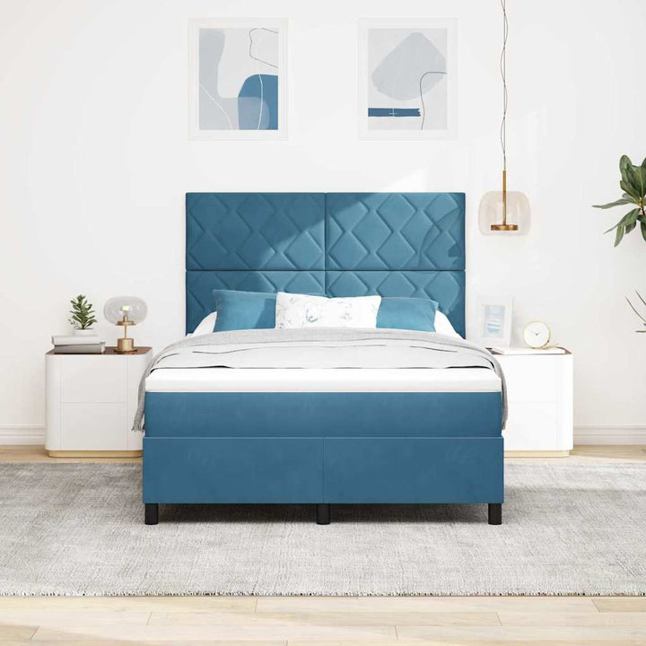 Box spring seng med hovedgærde Mørk blå 160 x 200 cm Fløjl