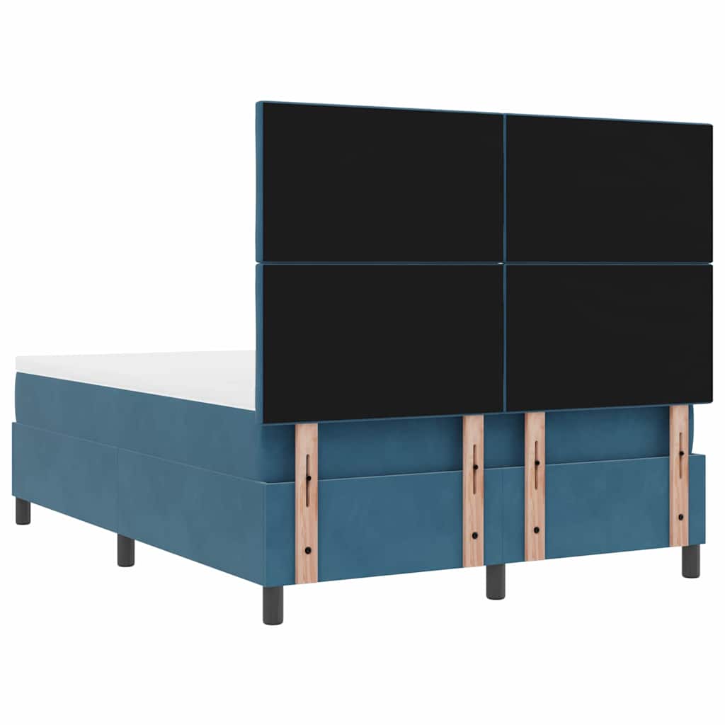 Box spring seng med hovedgærde Mørk blå 160 x 200 cm Fløjl