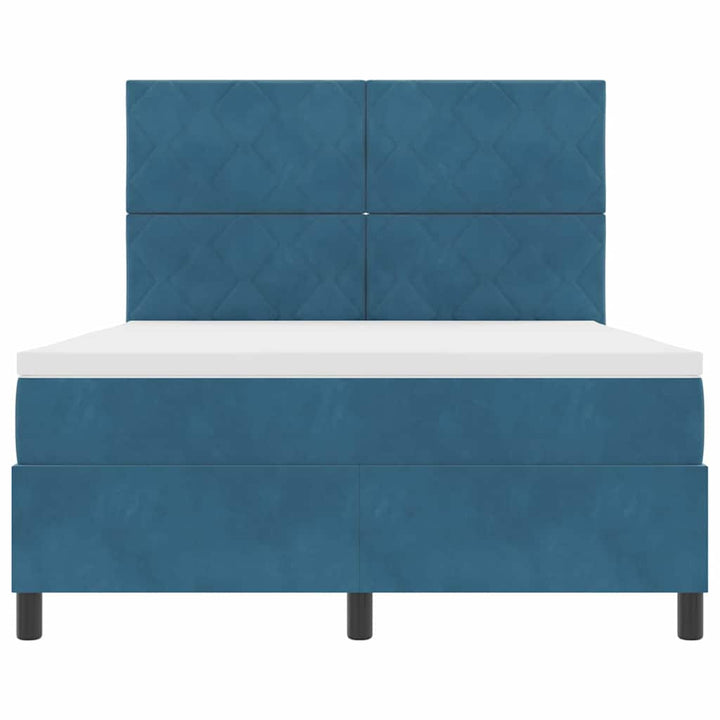 Box spring seng med hovedgærde Mørk blå 160 x 200 cm Fløjl