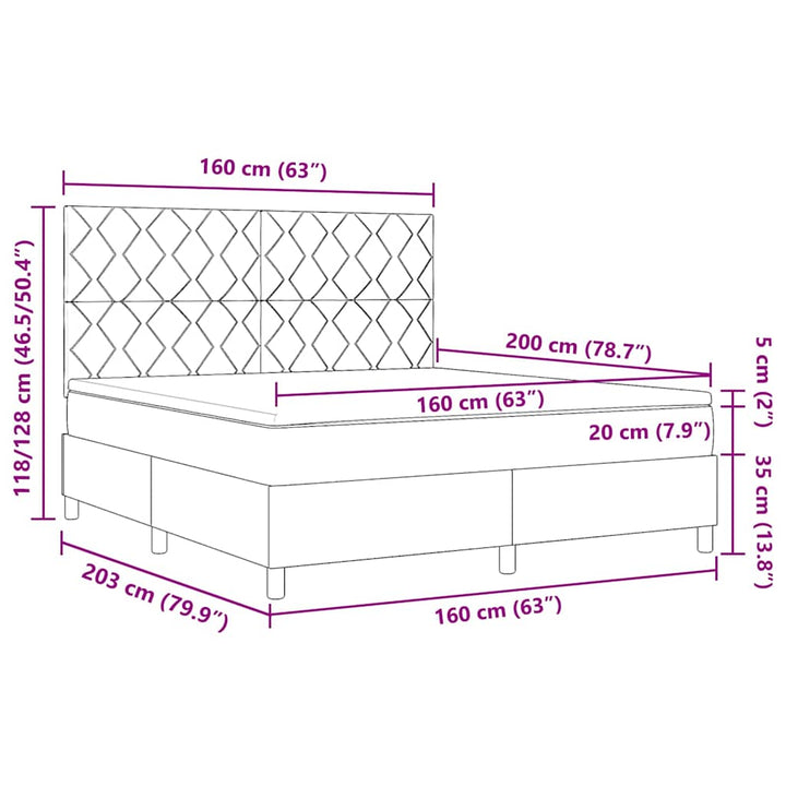 Box spring seng med hovedgærde Mørk blå 160 x 200 cm Fløjl