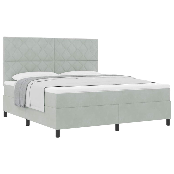 Box spring seng med madras Lysegrå 180 x 200 cm Fløjl