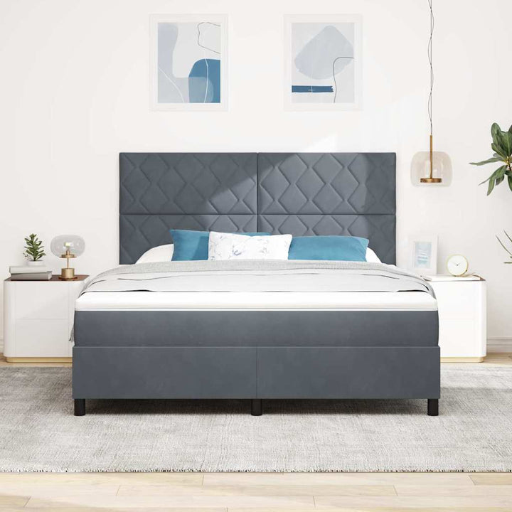 Box spring seng med hovedgærde Mørkegrå 180 x 200 cm Fløjl
