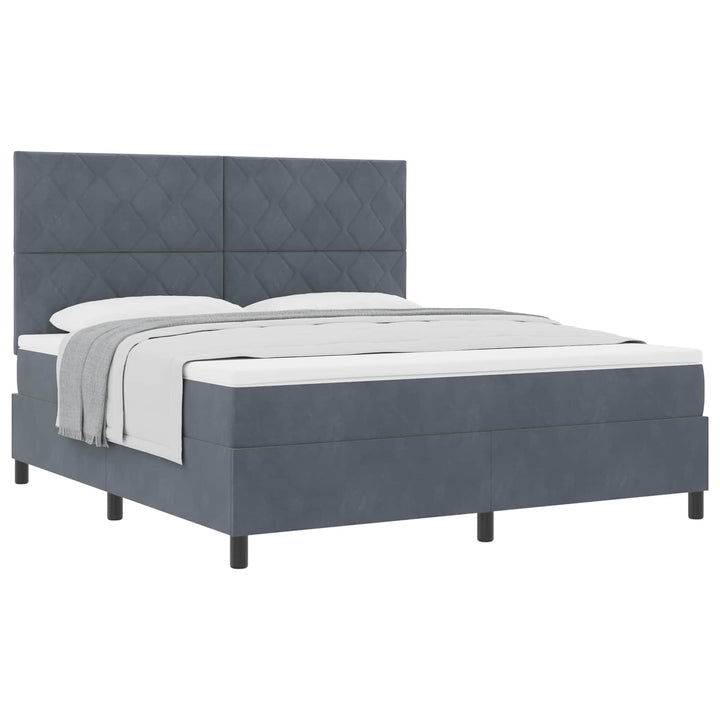 Box spring seng med hovedgærde Mørkegrå 180 x 200 cm Fløjl