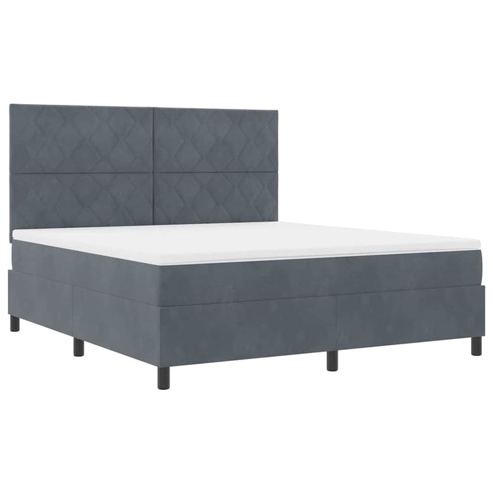 Box spring seng med hovedgærde Mørkegrå 180 x 200 cm Fløjl