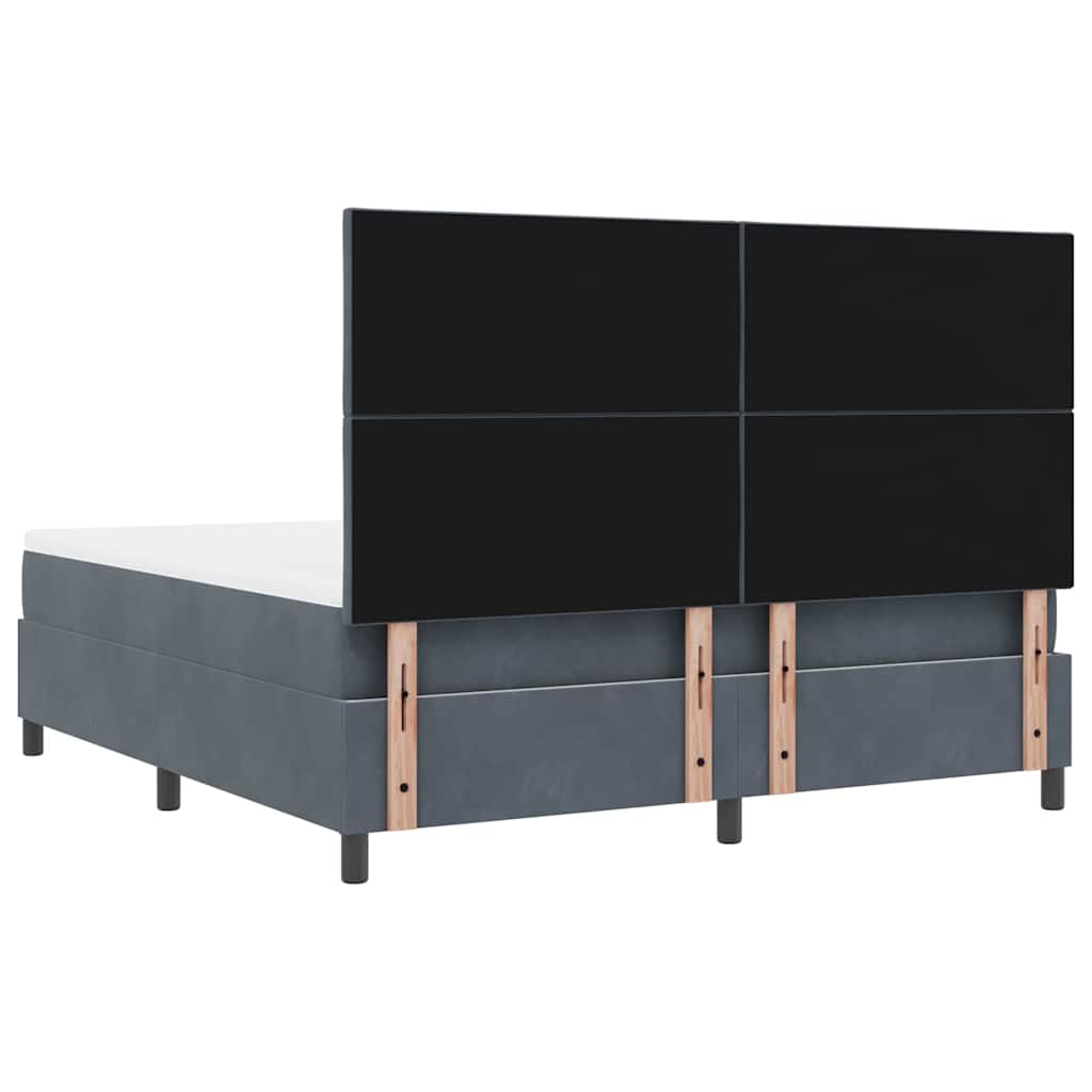 Box spring seng med hovedgærde Mørkegrå 180 x 200 cm Fløjl