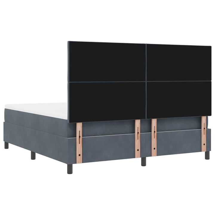 Box spring seng med hovedgærde Mørkegrå 180 x 200 cm Fløjl