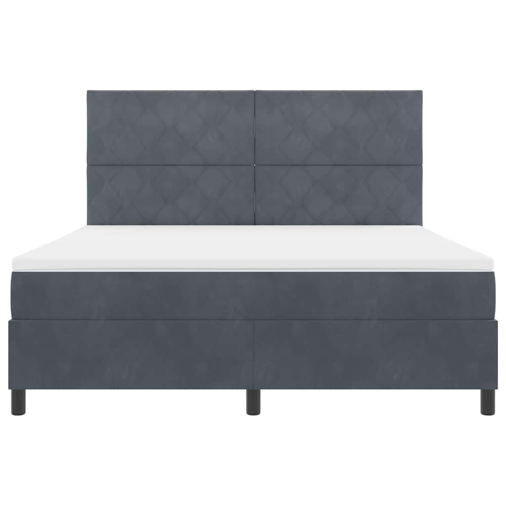 Box spring seng med hovedgærde Mørkegrå 180 x 200 cm Fløjl