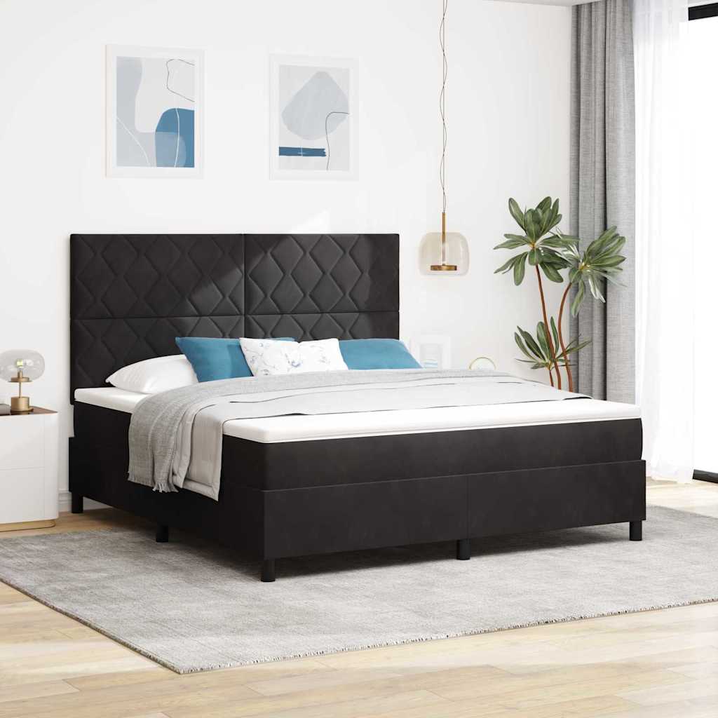 Box spring seng med hovedgærde Sort 180 x 200 cm Fløjl