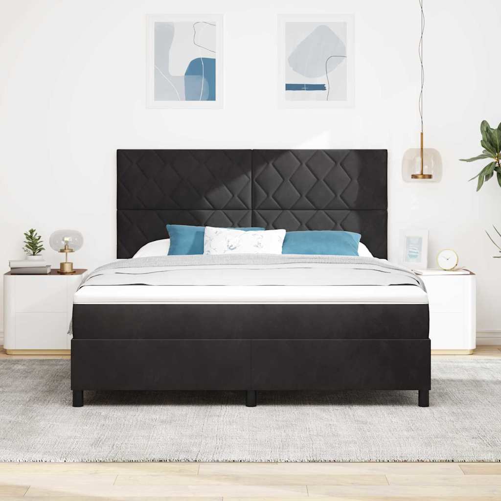 Box spring seng med hovedgærde Sort 180 x 200 cm Fløjl