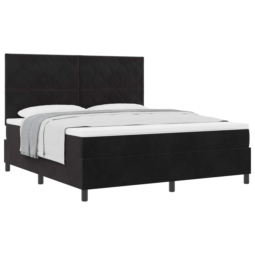 Box spring seng med hovedgærde Sort 180 x 200 cm Fløjl