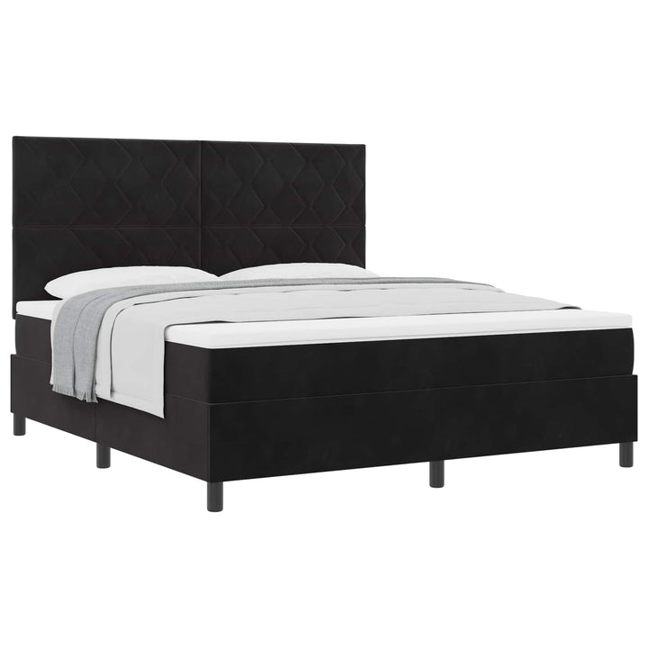 Box spring seng med hovedgærde Sort 180 x 200 cm Fløjl