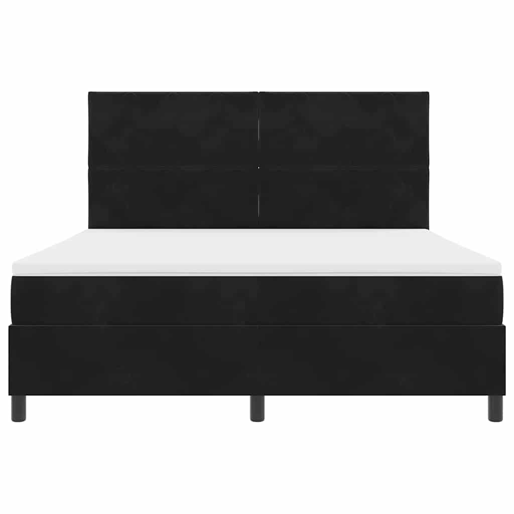 Box spring seng med hovedgærde Sort 180 x 200 cm Fløjl