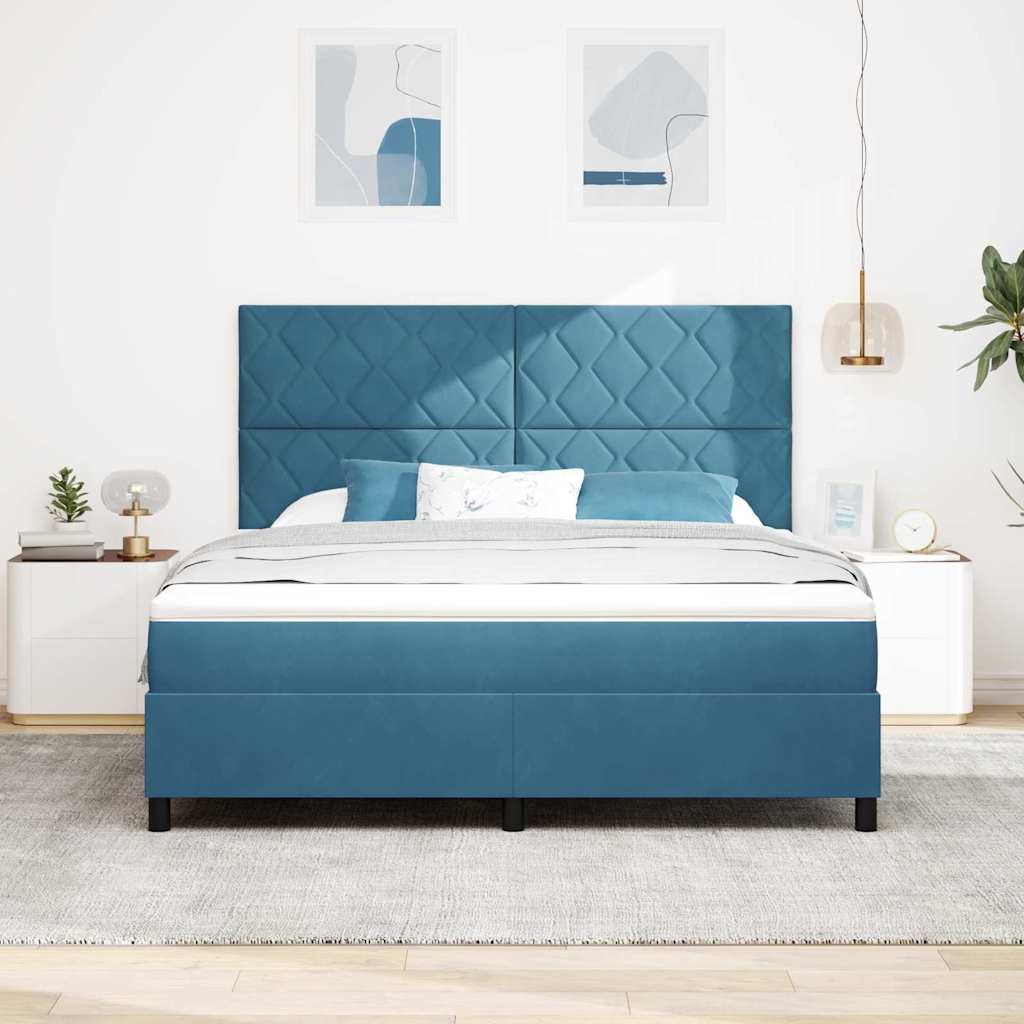 Box spring seng med madras Mørk blå 180 x 200 cm Fløjl