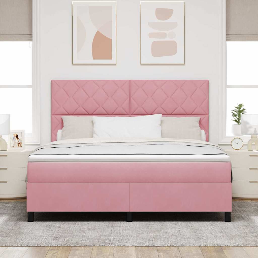 Box spring seng med hovedgærde Lyserød 180 x 200 cm Fløjl