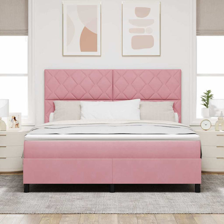 Box spring seng med hovedgærde Lyserød 180 x 200 cm Fløjl