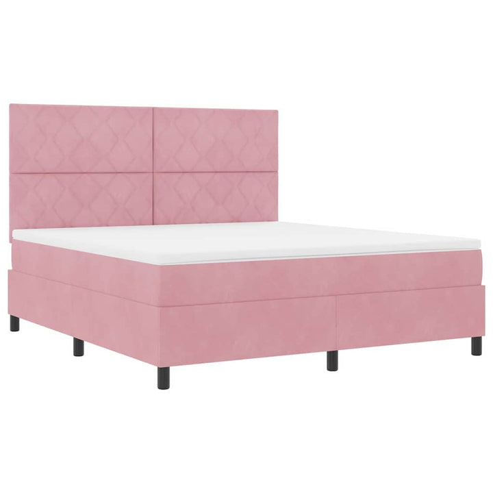 Box spring seng med hovedgærde Lyserød 180 x 200 cm Fløjl