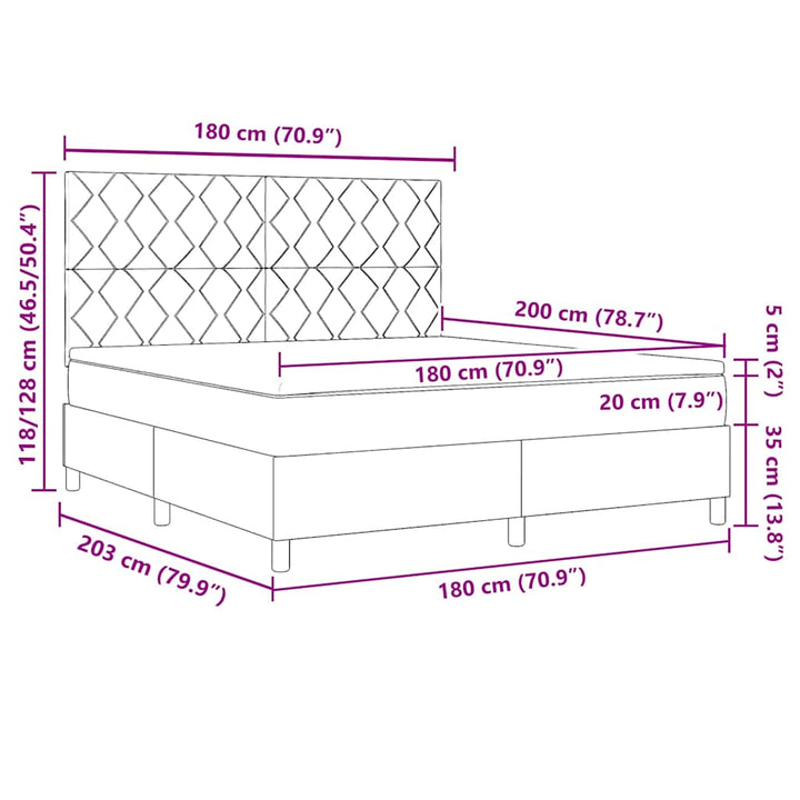 Box spring seng med hovedgærde Lyserød 180 x 200 cm Fløjl